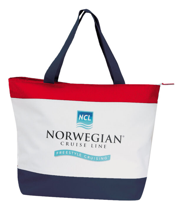Poly Tote Bag with Zipper - red/white/navy (BS134)
