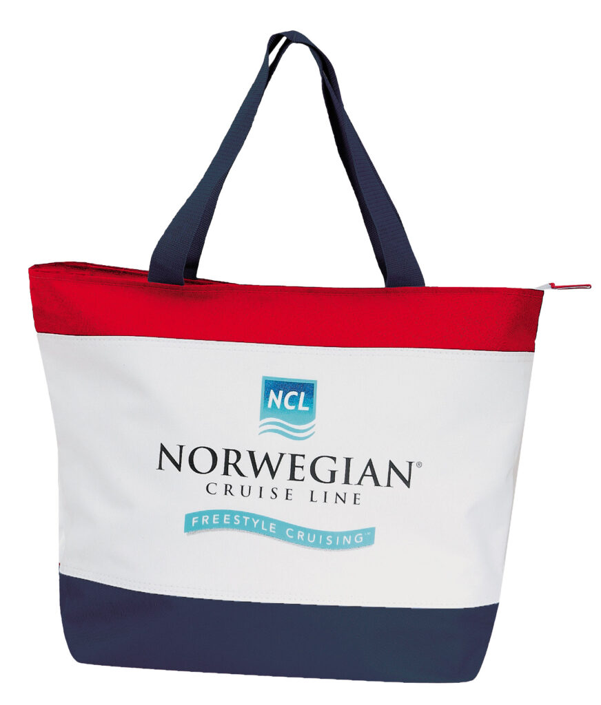 Poly Tote Bag with Zipper - red/white/navy (BS134)