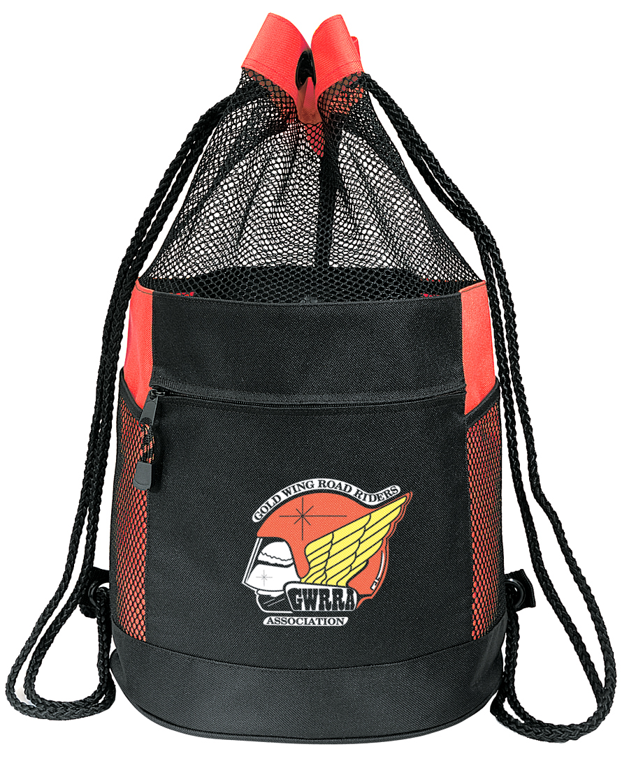 Drawstring Mesh Backpack - red/black (2040)