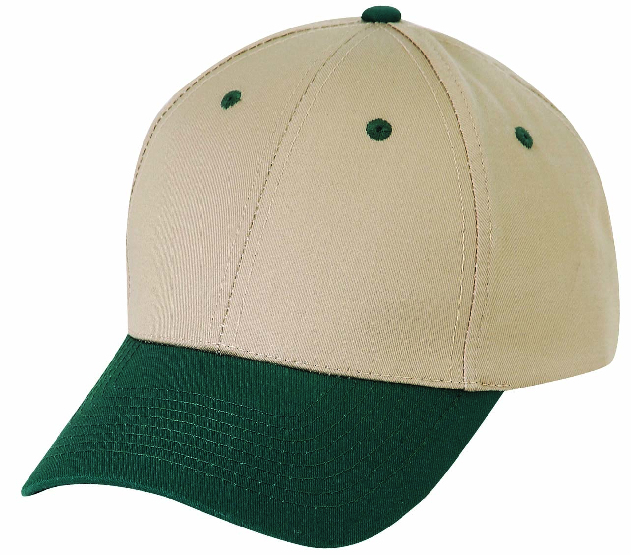 Low Crown (Constructed) 6 Panel Cotton Twill Cap - dk. green/khaki (26101)