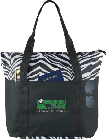 Zebra Poly Zippered Tote Bag (HB163)