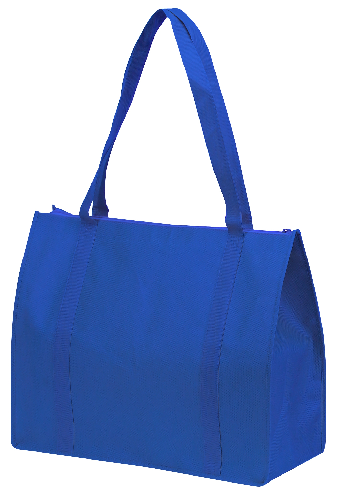 Non Woven Tote Bag with Zipper and Fabric Covered Bottom - royal (BS114N)