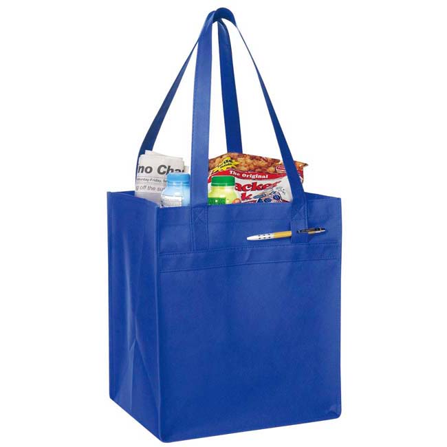 Non Woven Tote with Fabric Covered Bottom - royal (BS228)