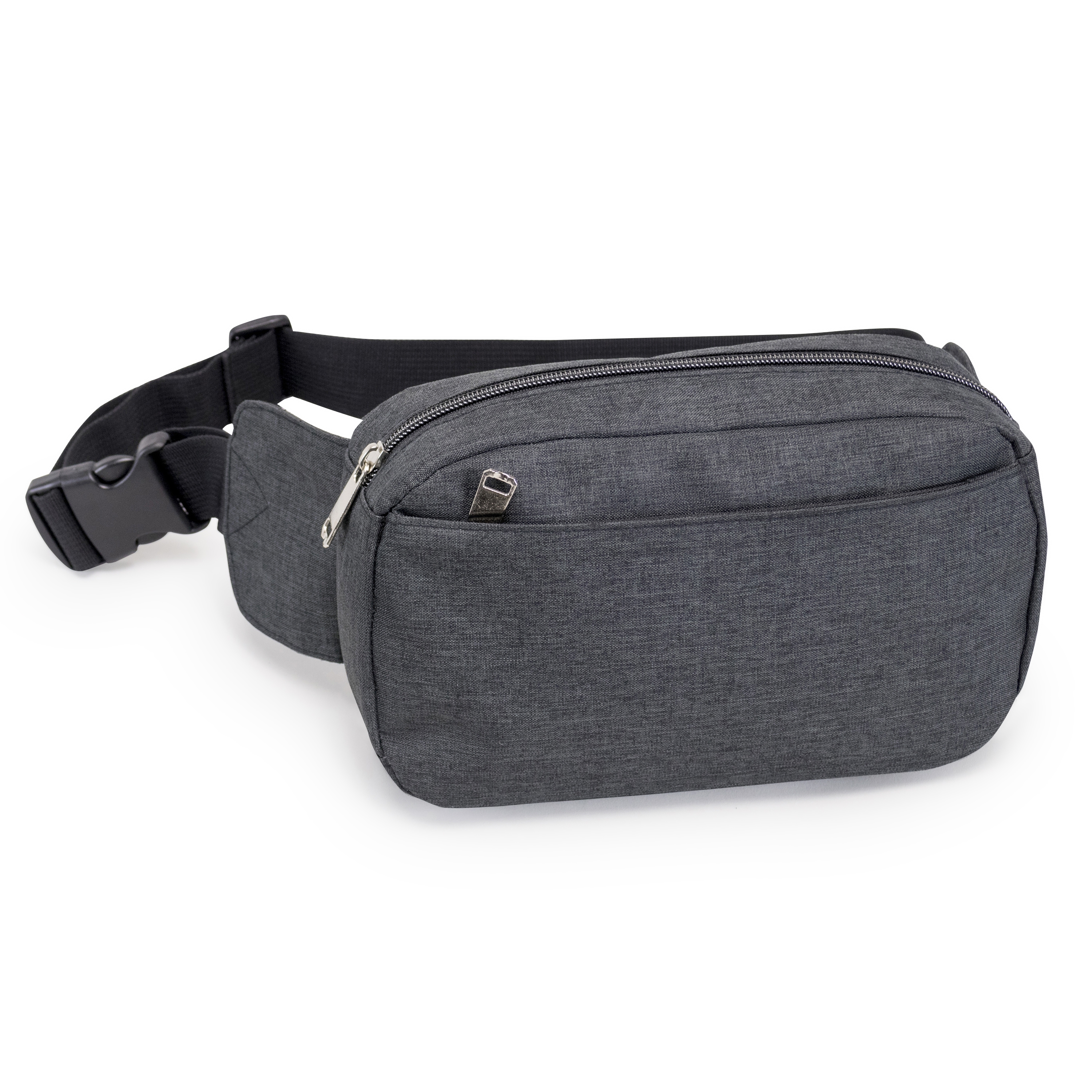 Heathered 3-Zipper Fanny Pack - charcoal heather (HP1102)