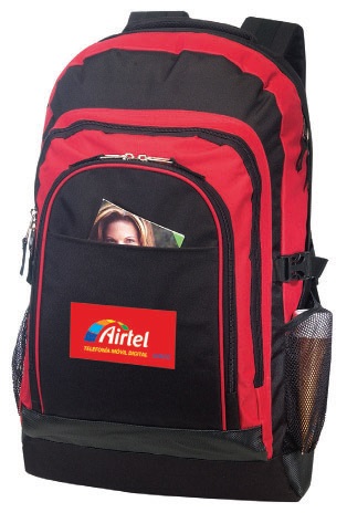 Outdoor Computer Backpack With Leather Like Trim - red/black (2038)