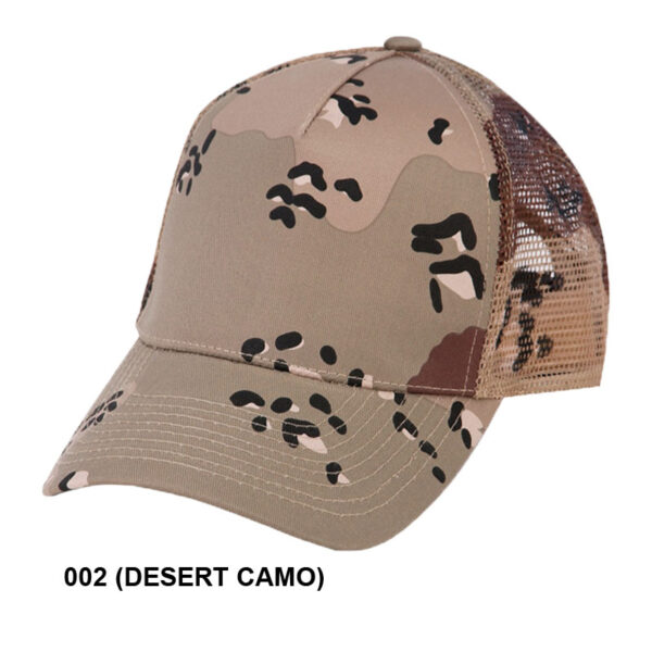 Low Crown (Constructed) 5 Panel Camo Twill Mesh Cap - desert camo (23201)