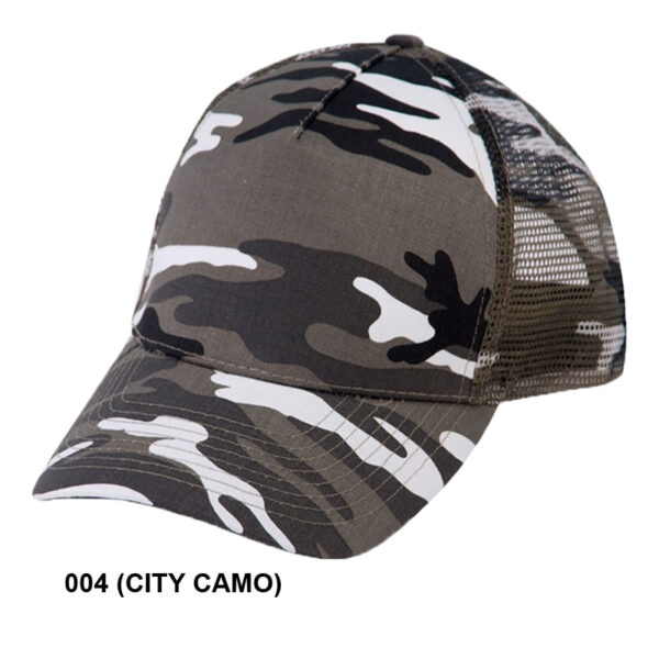 Low Crown (Constructed) 5 Panel Camo Twill Mesh Cap - city camo (23201)