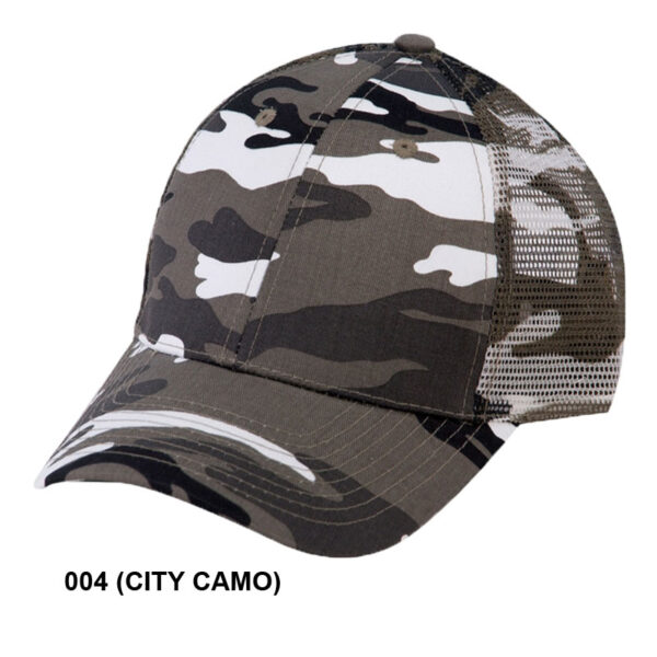 Low Crown (Constructed) 6 Panel Camo Twill Mesh Cap - city camo (23203)