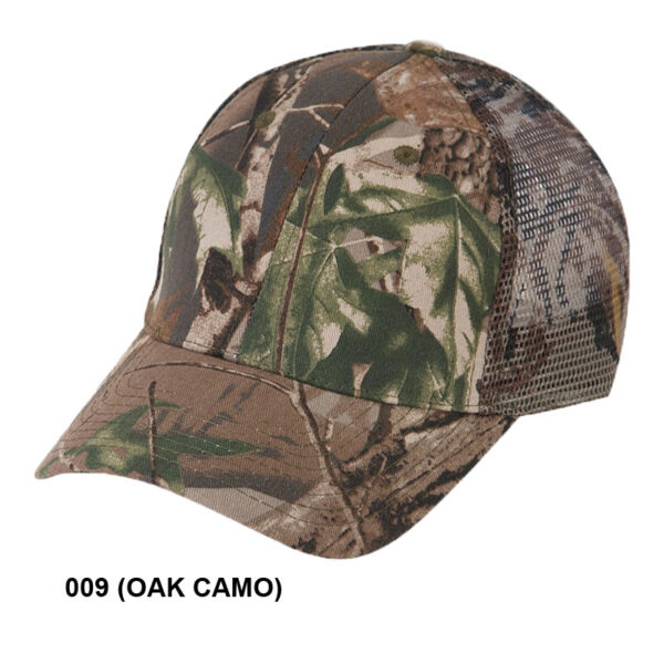 Low Crown (Constructed) 6 Panel Camo Twill Mesh Cap - oak camo (23203)