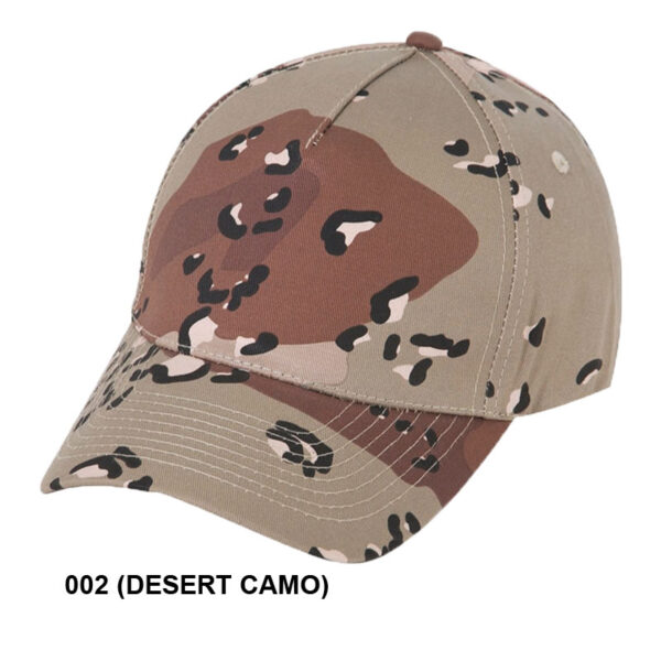 Low Crown (Constructed) 5 Panel Camo Twill Cap - desert camo (23205)