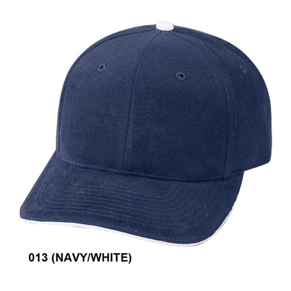 Low Crown (Unconstructed) Heavy Brushed Cotton Twill w/ Sandwich Bill - navy/white w/ white button (99204)