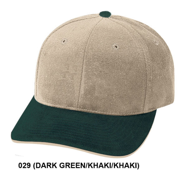 Low Crown (Unconstructed) Heavy Brushed Cotton Twill w/ Sandwich Bill - dk. green/khaki/khaki (99204)