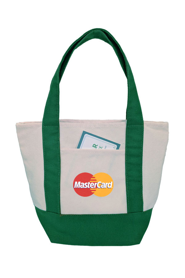 Mini Canvas Tote Bag - natural/dark green (BS248)